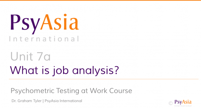 Unit 7a - What is job analysis